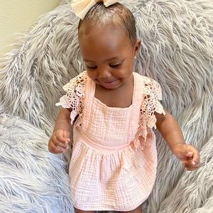 Peach open back dress